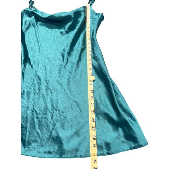 Nasty Gal Cowl Neck Satin Mini Slip Dress Spaghetti Straps Green - Size 12 - Picture 10 of 14
